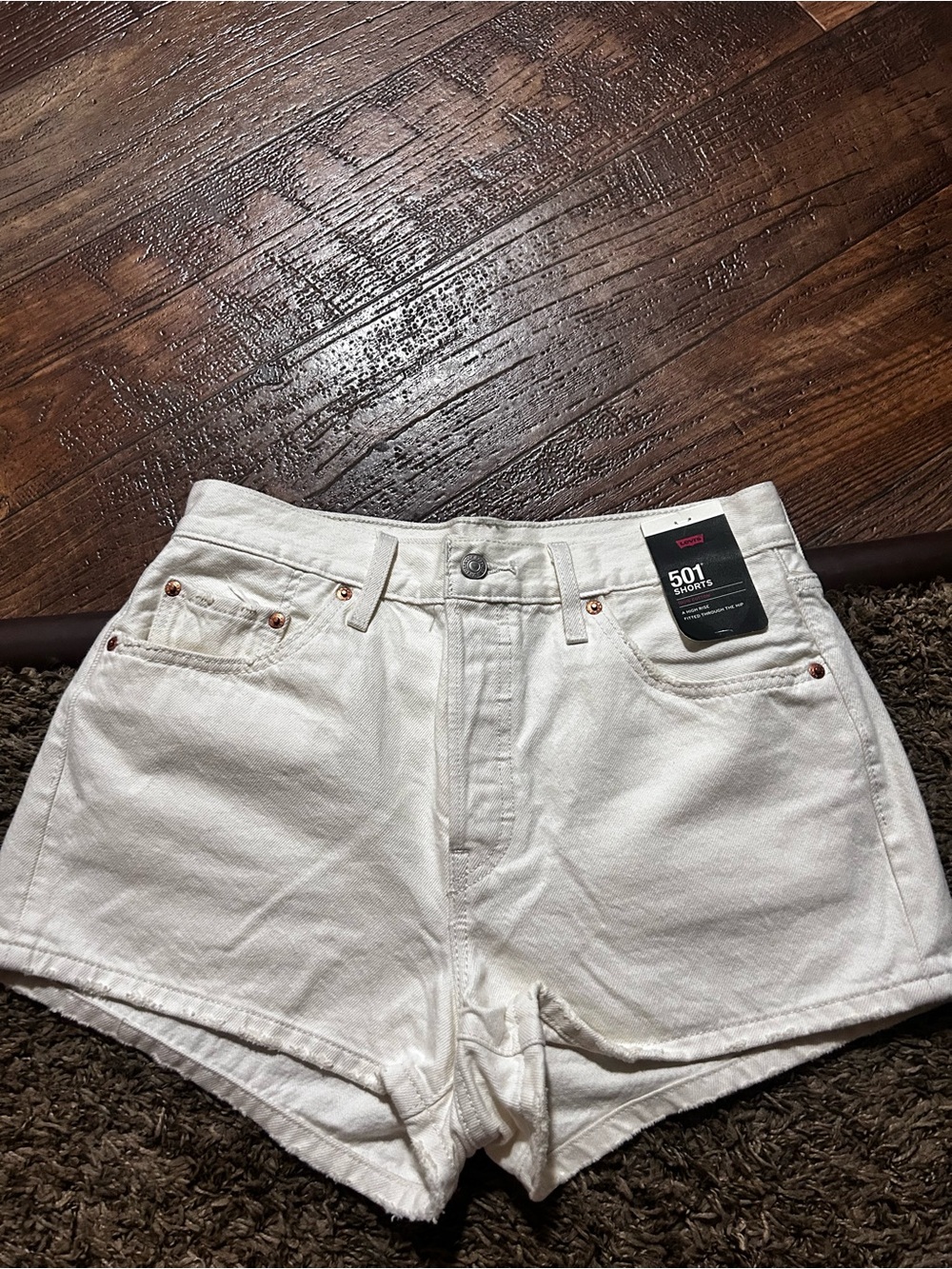 Levi's White 501 Denim Shorts